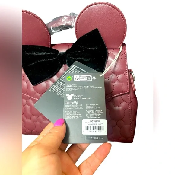 💚💜🌼NWT Loungefly Disney Minnie Mouse Quilted Crossbody Satchel Handbag Purse. - Picture 4 of 11